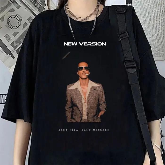 Bruno Mars The Romantic Tour – T-shirt décontracté à col rond, T-shirt graphique noir de haute quali