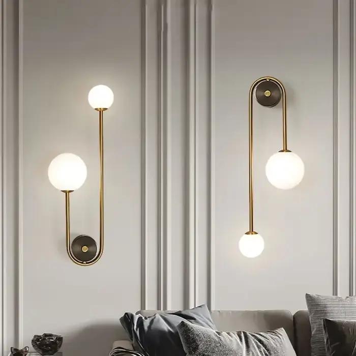 Moderne chambre chevet applique murale lampe boule de verre LED or décor à la maison salon couloir é