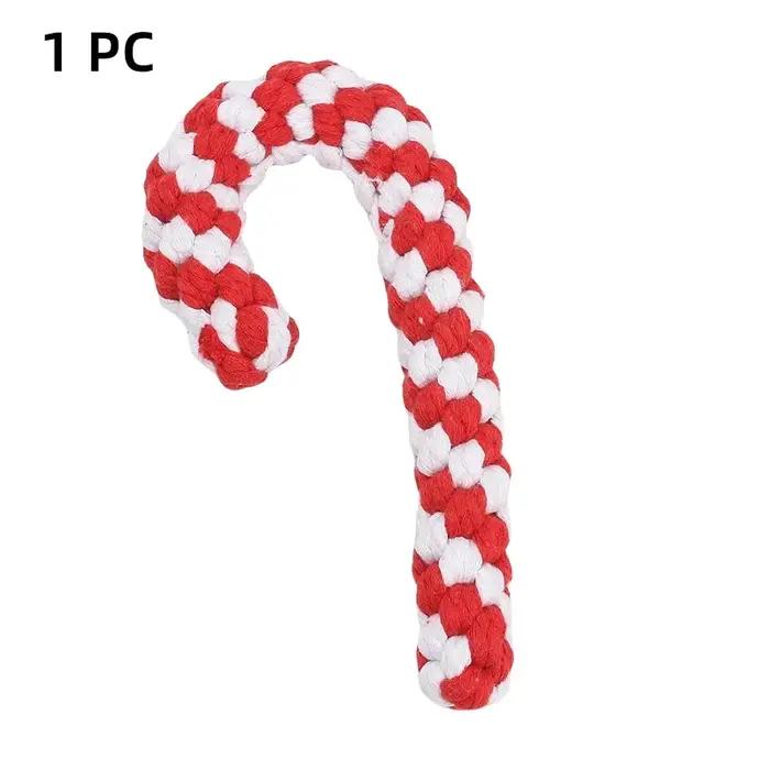 Jouet de Noël en corde de coton pour chiens avec nœud interactif pour mâcher et jouer occassions spéciales chiots grands chiens