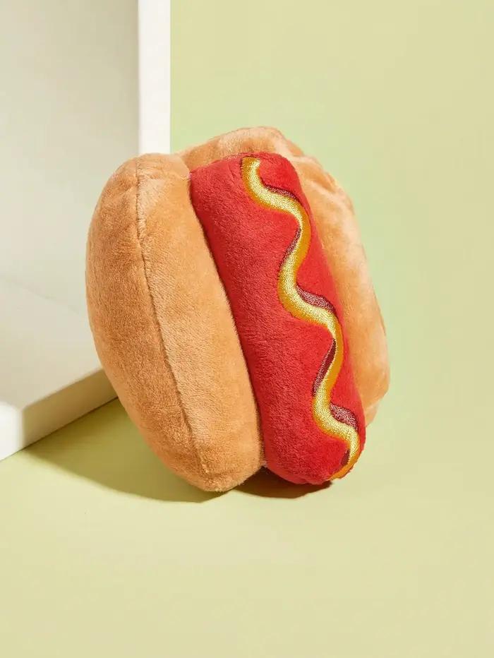 Jouet Hot Dog Peluche Grinçant en Polaire Pour Chiens Durables Occasions Spéciales Jeu Câlinage