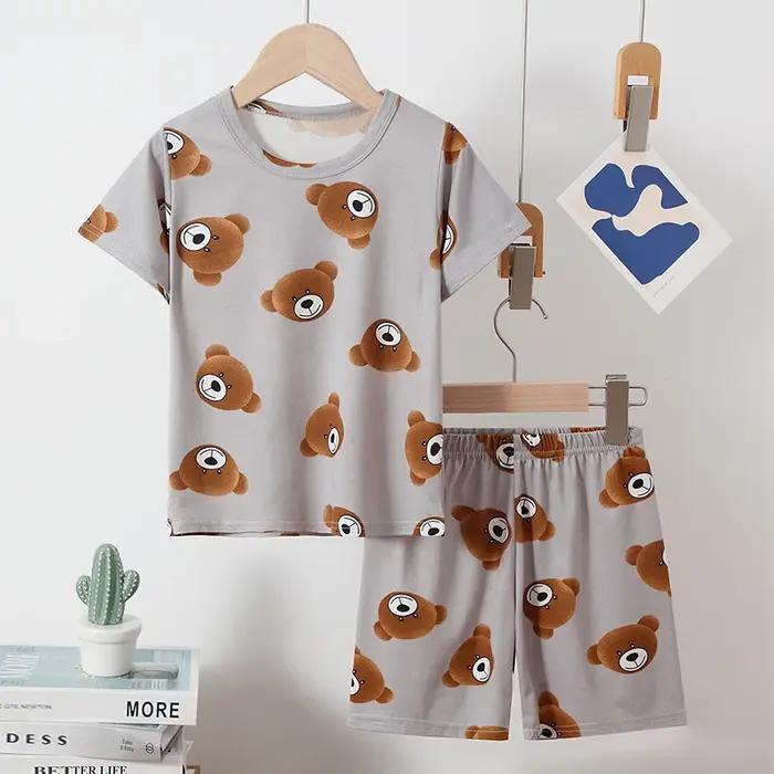 Short décontracté à manches courtes pour enfants, mignon, service à domicile, imprimé ours Joker, co