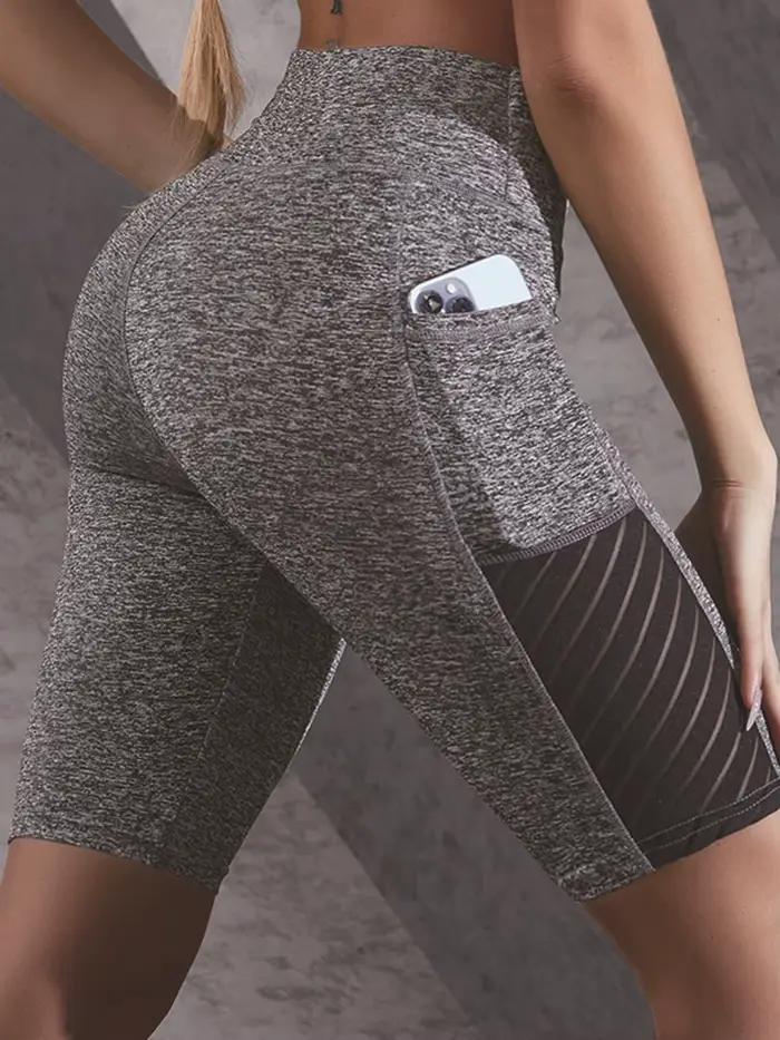 Short de Yoga pour femmes, longueur aux genoux, pantalon de Fitness, taille haute, levage des hanche