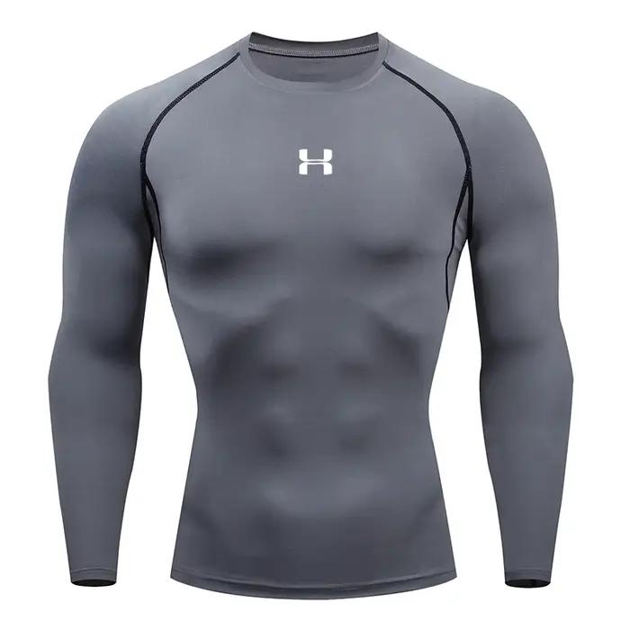 T-shirt de compression à manches longues pour homme, séchage rapide, coupe ajustée, idéal pour l'ent