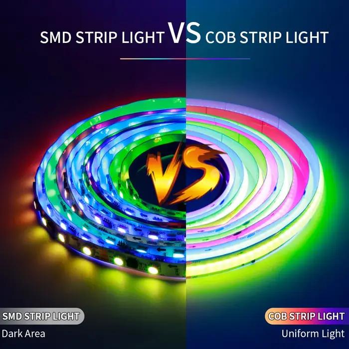 Bande lumineuse LED COB RGBIC WS2811, 360 576 720 diodes/m, adressable, couleur de rêve SPI, Flexibl