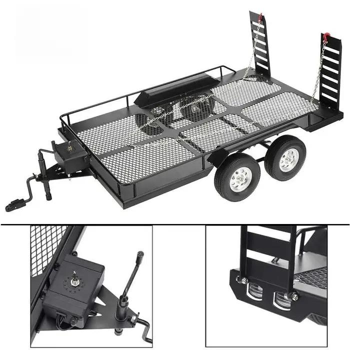 Remorque métallique à double essieu Trx4 Km2 D90 Scx10 Easy Control 1/10, grand remorque universelle