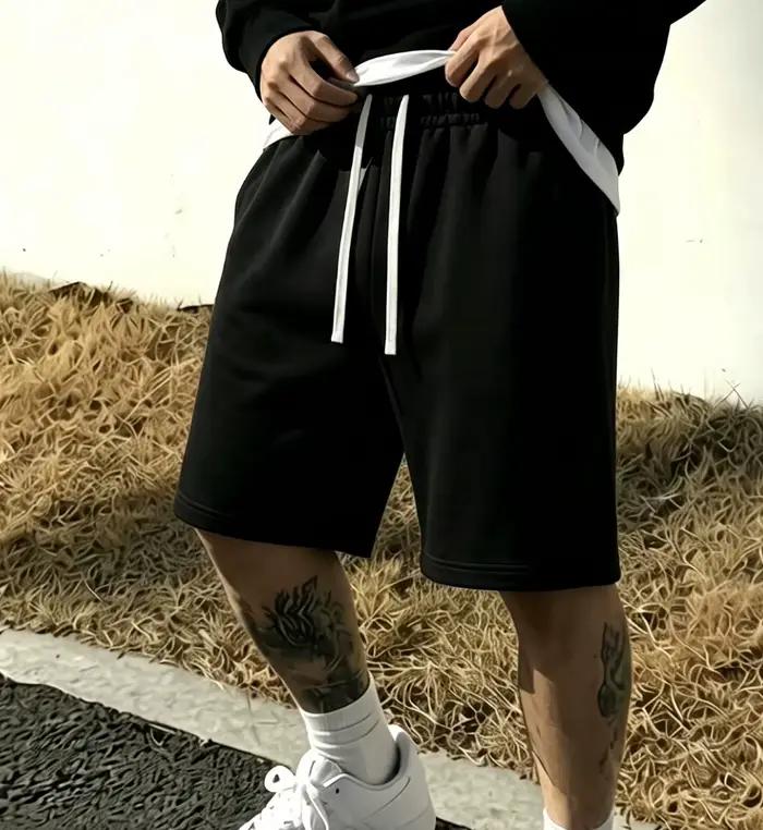 Shorts gris décontractés en coton pour homme coupe ample et cordon de serrage pour toutes les saisons occasions spéciales faire du shopping jogging