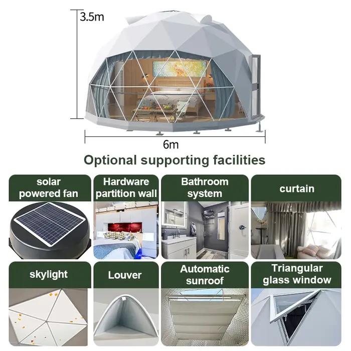 Tente dôme géodésique de luxe pour le glamping en plein air