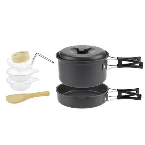 Batterie de cuisine de Camping pour 1 à 7 personnes, casserole et poêle légères et portables avec sa