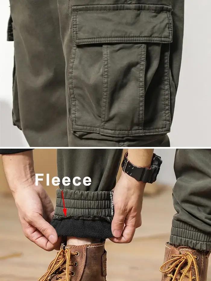 Pantalon cargo hiver 2024 doublure polaire - Multi-poches chasse thermique jogger homme chaud