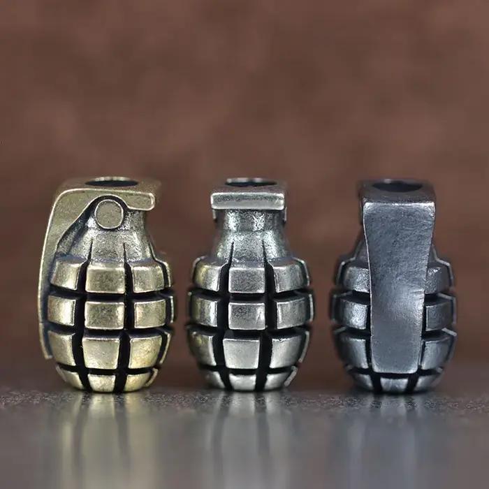 Perles de couteau en laiton en forme de Grenade EDC, bricolage, Bracelets tissés paracorde, pendentifs de lanière, accessoires, outil d'extérieur, tentures, breloques, cadeaux