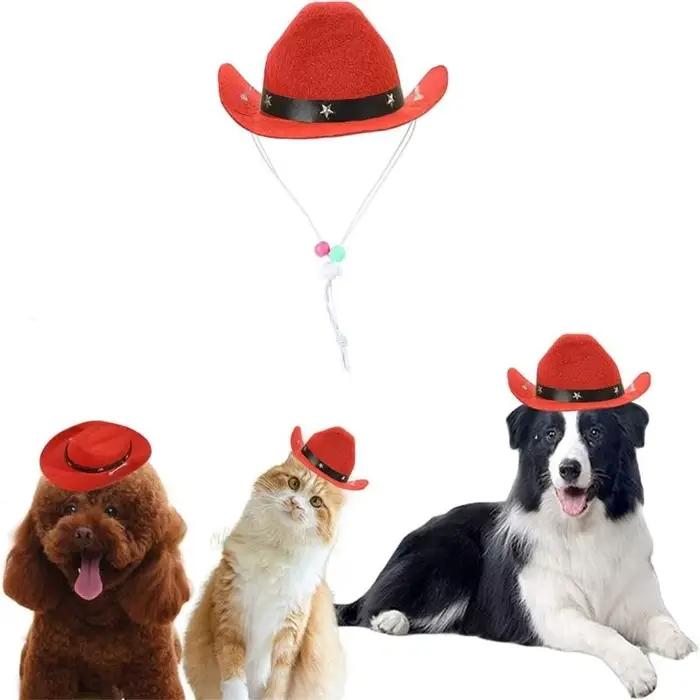Ensemble de costume de cow-boy pour chiens, chapeau et bandana en polyester multicolore pour les occasions spéciales