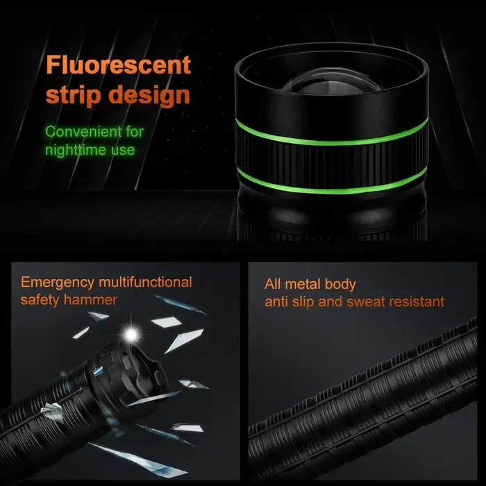 Lampe de poche LED haute puissance, Rechargeable par USB, torche tactique à très longue portée, lamp