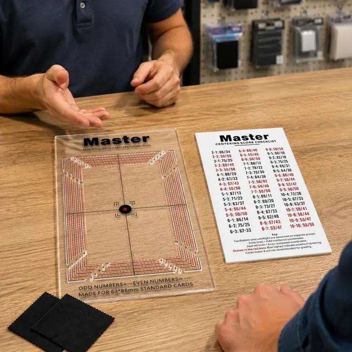 Outil de centrage avec marquages rouges à trait, planche de centrage pour cartes à collectionner, cible à croix, accessoires pour collectionneurs