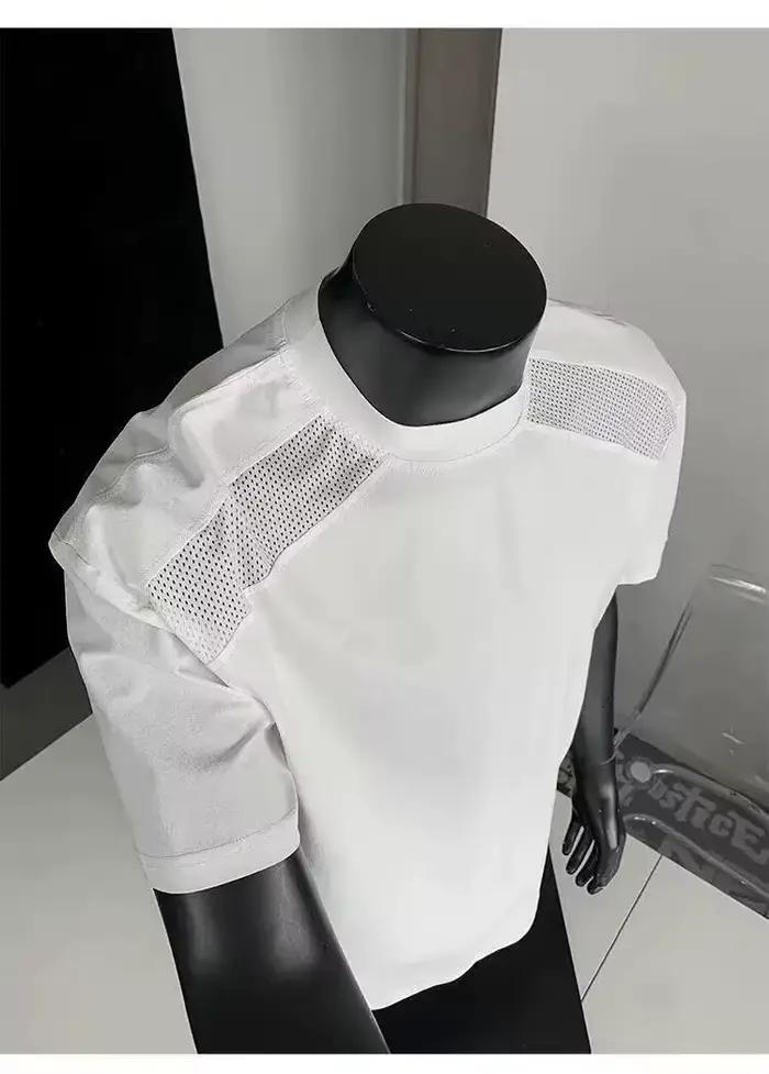 Style américain cleanfit épaule coupe déconstruction T-shirt à manches courtes hommes et femmes à la