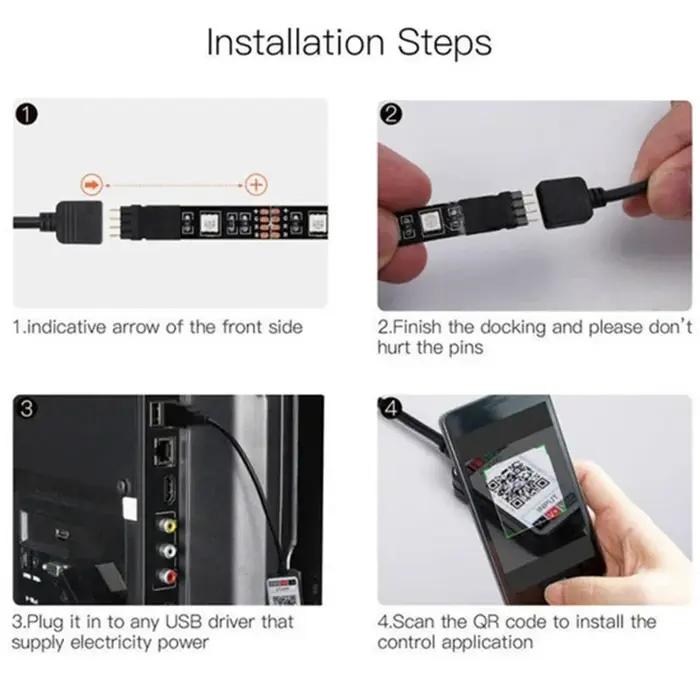 Contrôleur intelligent Bluetooth APP RGB pour DC 5V 12V 24V 4 broches 5050 2835 RGB LED bande lumine