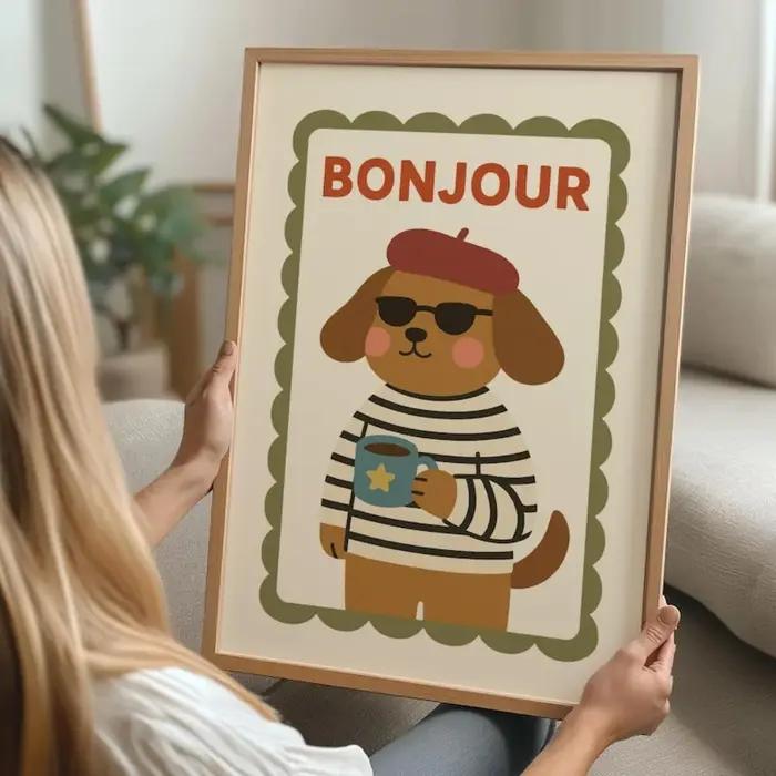 Bonjour Dog – Art mural pour pépinière