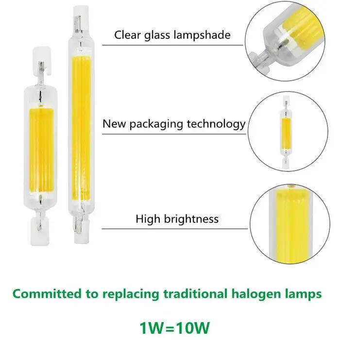 Lampe en forme d'épis de maïs R7S, ampoule LED Super brillante, variable, Tube en verre, céramique,