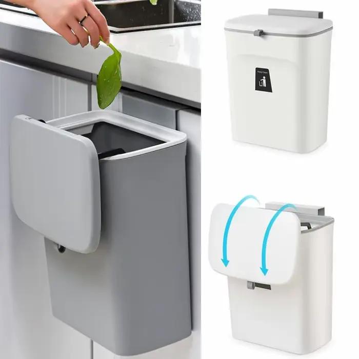 Poubelle suspendue avec couvercle, grande capacité, cuisine, recyclage, panier poubelle, porte d'arm
