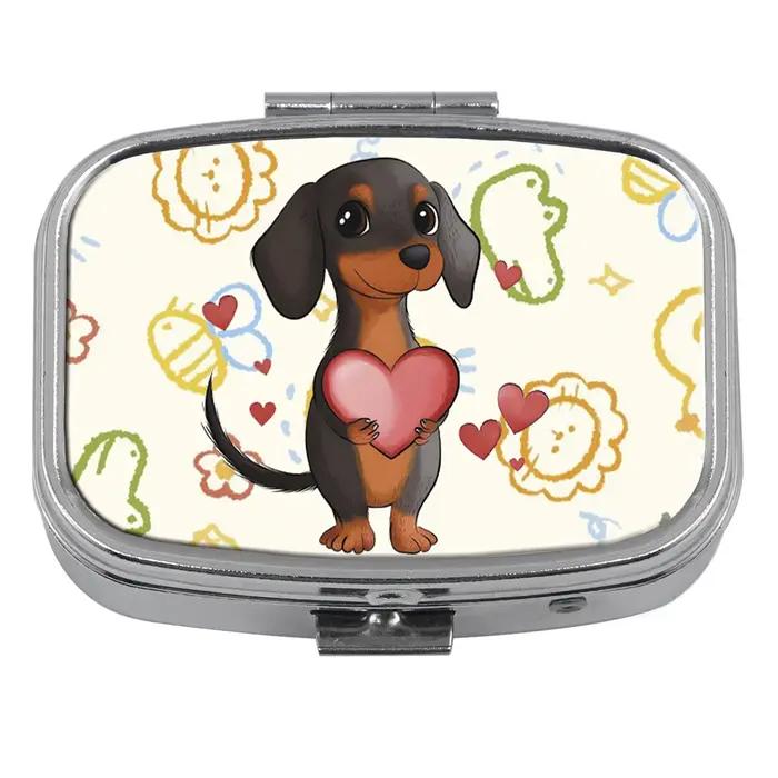 Boîtes à pilules teckel, sous-paquet scellé pour chien mignon, boîte à médicaments Portable, Mini or