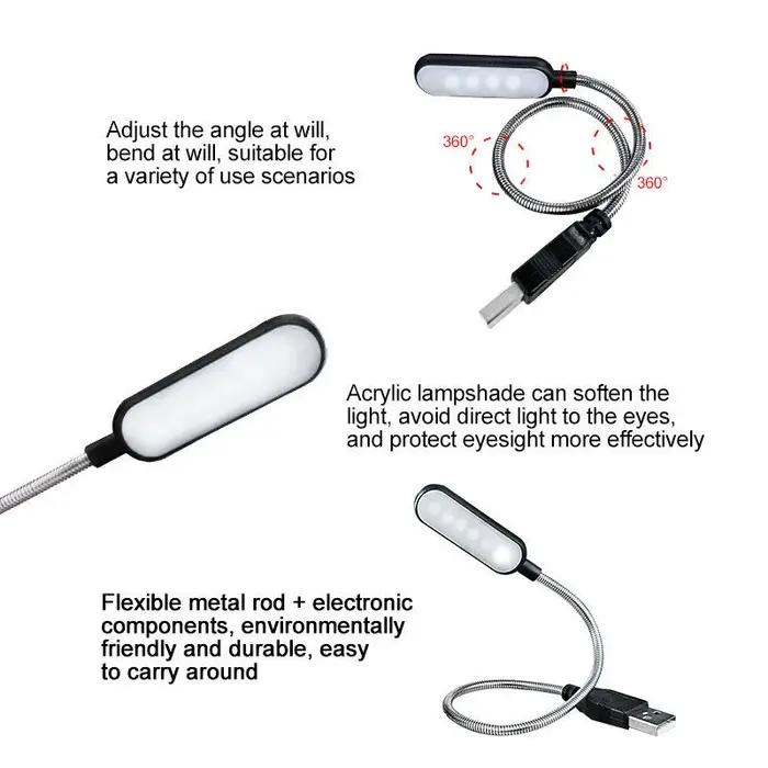 Mini 4 LED lampe de livre Portable USB lecture lampe de nuit blanc/couleur chaude Table lampe de bur