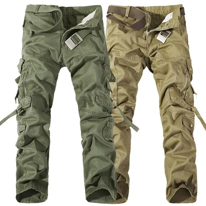 Pantalon cargo militaire vert armée grandes poches 28-42 - Qualité supérieure chasse homme