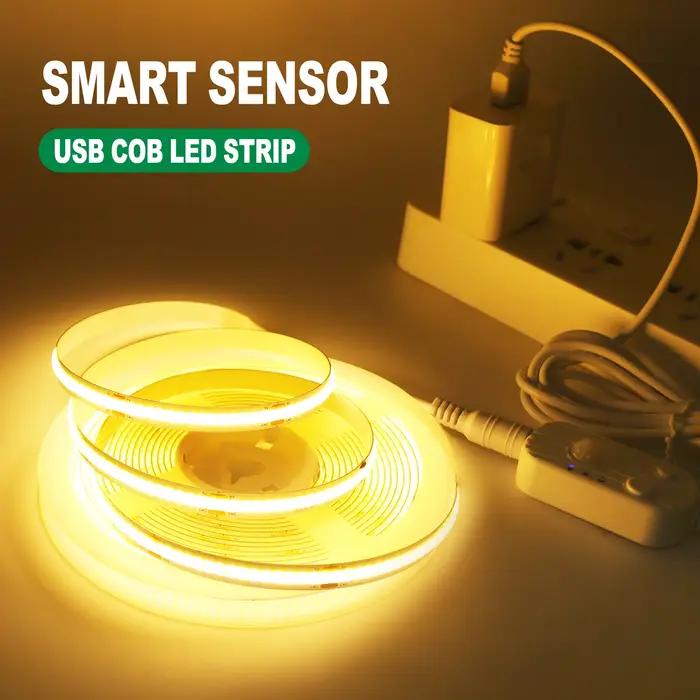 DC 5V LED COB bande 8MM batterie USB sans fil avec capteur de mouvement 320LED s/M veilleuse cuisine