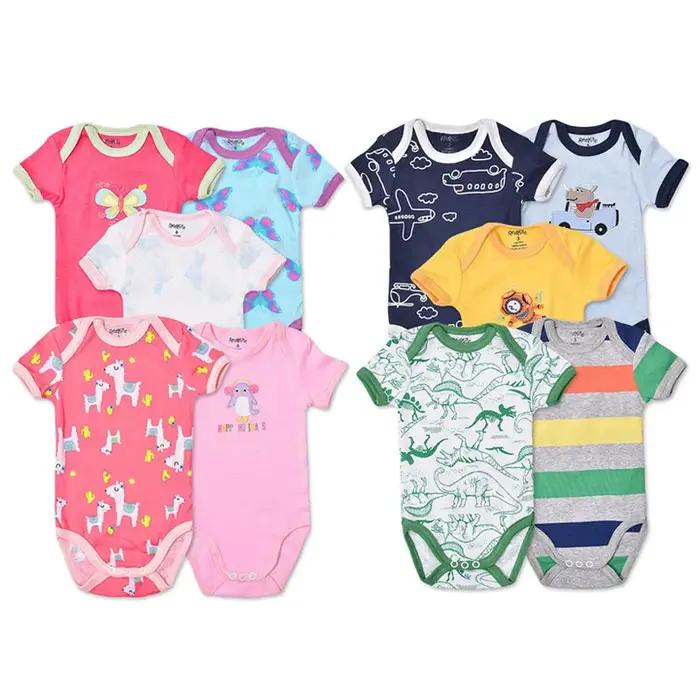 Combinaison à ailes en coton à manches courtes, 5 pièces, 3M-24M, body pour bébé