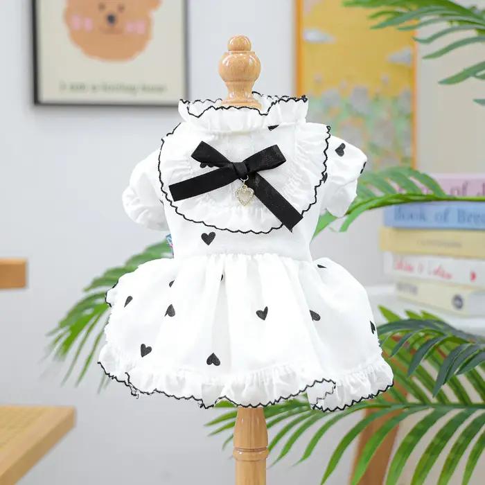 Robe en dentelle romantique et douce pour chien de printemps et d'été en rose et blanc pour promenades et événements spéciaux