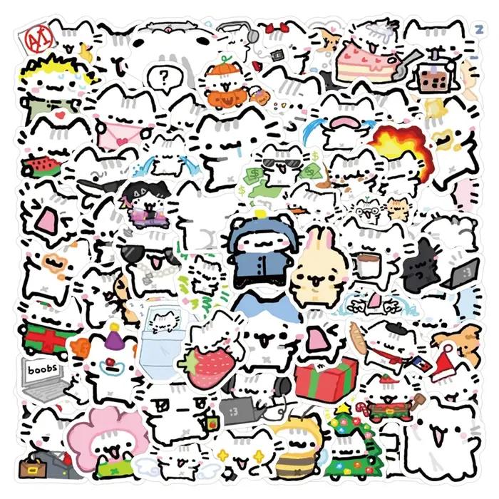 90 pièces mignon Pokky chat autocollants Kawaii Animal Meme Graffiti décalcomanies bagages ordinateur portable téléphone
