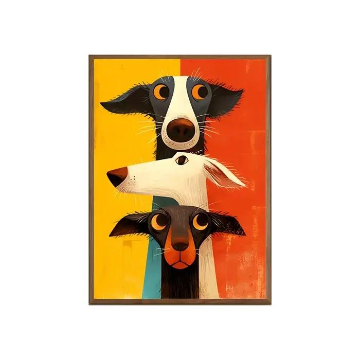 1 pièce d'impression sur toile de chien fantaisiste – Décoration murale abstraite sans cadre, affich