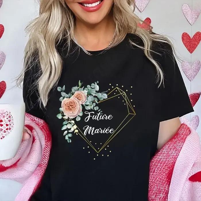 T-shirts de fête pour les future mariées : T-shirt à manches courtes avec couronne de fleurs