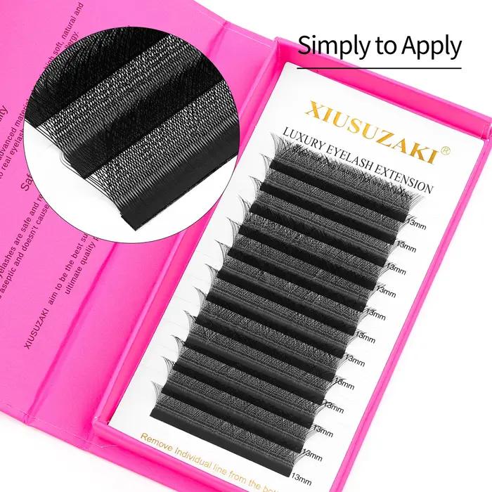 XIUSUZAKI 5 plateaux/lot Extensions de cils en forme de 3DW noir mat préfabriqué Volume ventilateurs