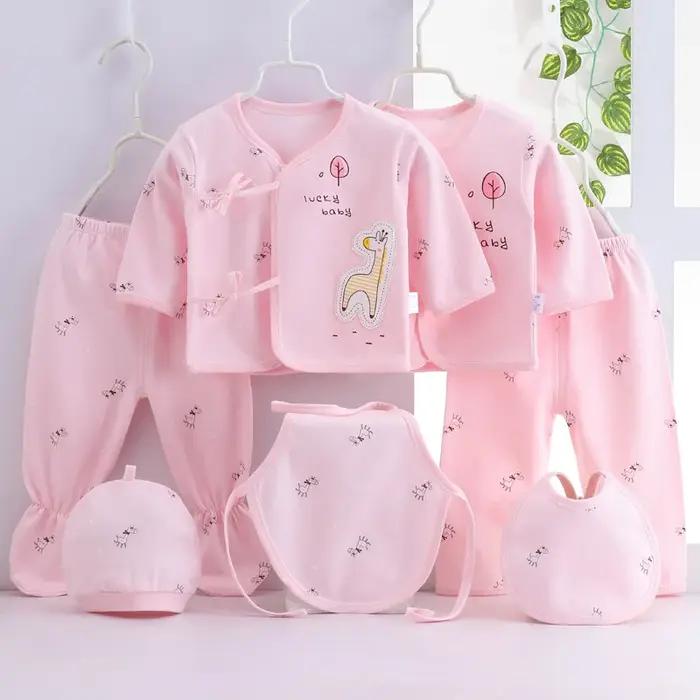 7 pièces printemps nouveau-né bébé trucs enfant en bas âge vêtements dessin animé mignon coton T-shi