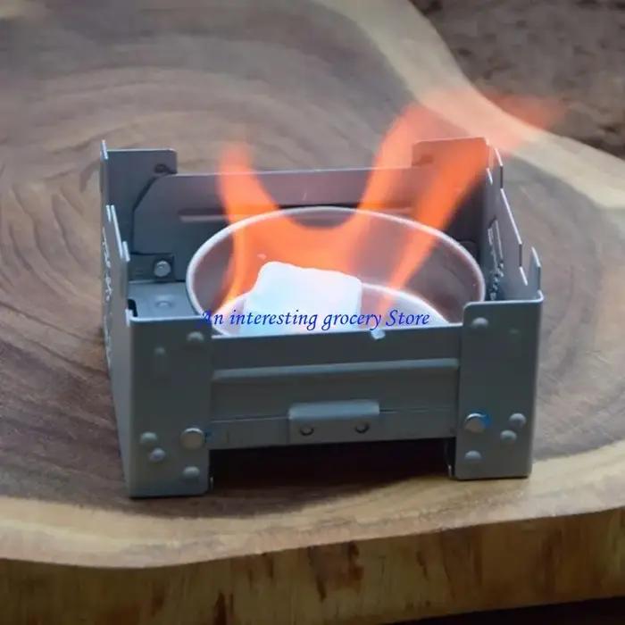 Réchaud à combustibles solides épais 652D, petit réchaud randonnée pliant, réchaud camping poche d'extérieur, réchaud à