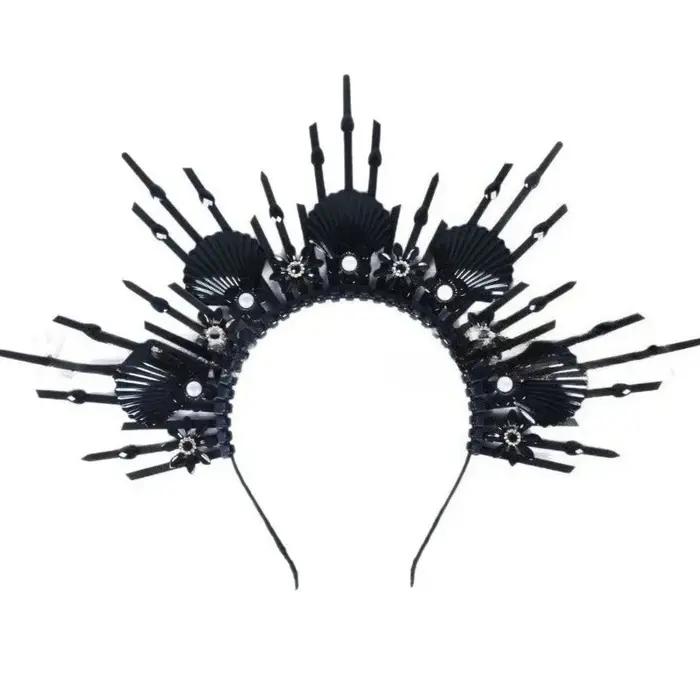 Halo de déesse dorée de luxe - Bandeau tournesol et coquillage pour femme Halloween Cosplay, mascara