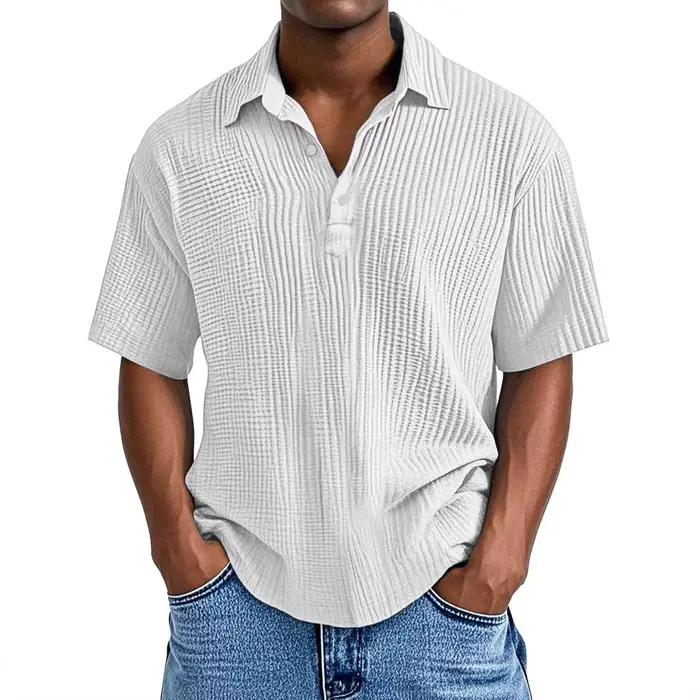 Polo Homme 2025 – Chemise Décontractée à Boutons Manches Courtes Couleur Unie pour l'Été – Vêtement Polyvalent