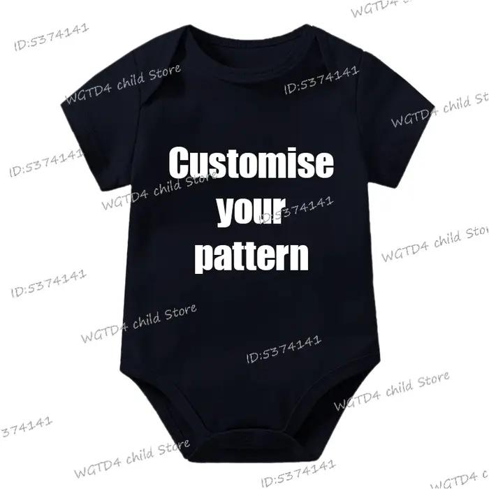 Personnalisez Votre Motif Logo Vêtements Nouveau-né Combinaison Bébé en Coton Doux Conception de Logo Personnalisée DIY Combinaisons Bébé Garçon Fille Respectueuses de la Peau