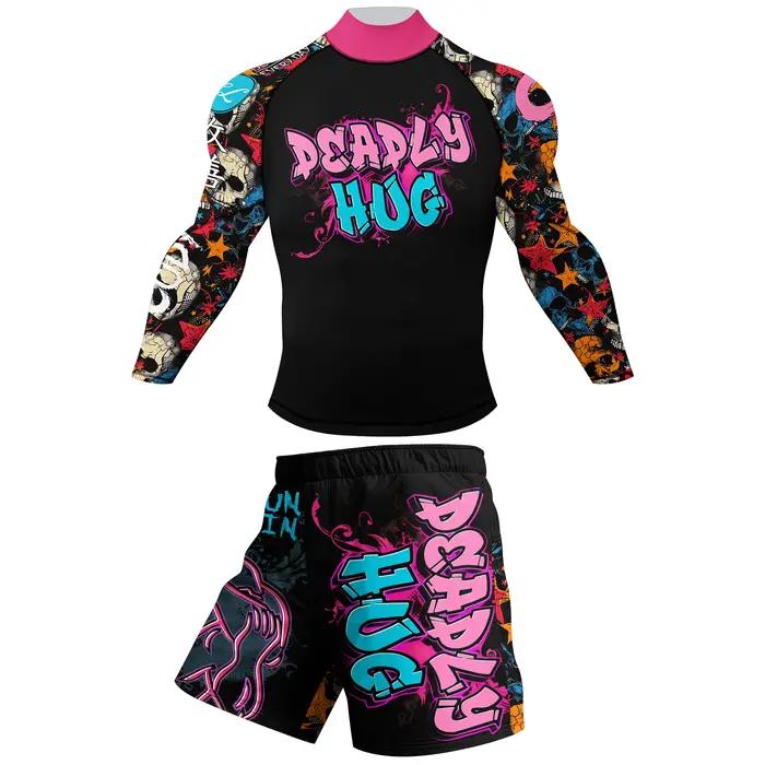 Cody Lundin nouveaux modèles personnalisés manches courtes Polyester extensible éruptions cutanées Shorts MMA BJJ ensemb
