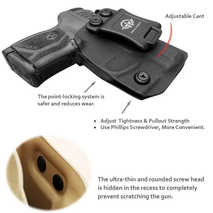 POLE.CRAFT Étui Ruger LCP MAX IWB Kydex pour Ruger LCP MAX.380 - Étui dissimulé à ceinture intérieur