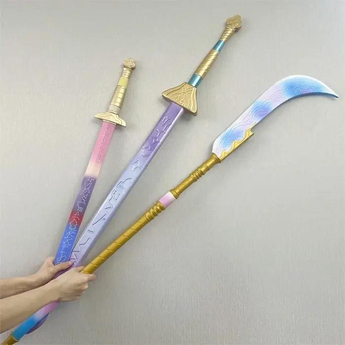 WW Demon Killer Cosplay Weapons Long Blade Knife Movie Prop Big Colorful Swords Halloween Role Playing Safety PU Rubber