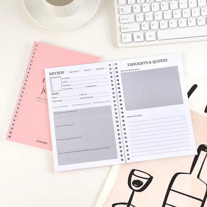 Journal de lecture de 112 pages avec pages de commentaires intégrées, conception de planification pour les passionnés de lecture, les étudiants et les enseignants