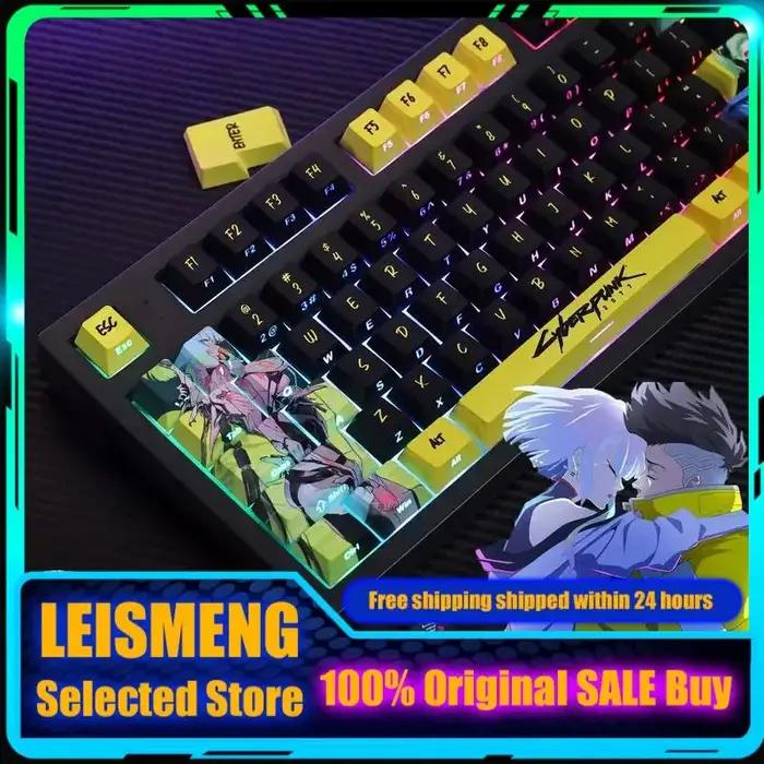 Capuchons de touches de clavier mécanique à 124 touches, thème Cyberpunk, profil Cherry PBT, personnalisés, personnalisés, gravé sur le côté, pour PC, cadeau
