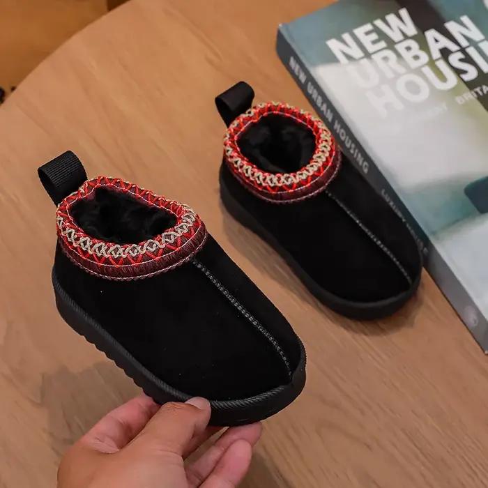 2025 nouvelle mode enfants bottines doux hiver casual filles coton chaussures couleur unie enfants é