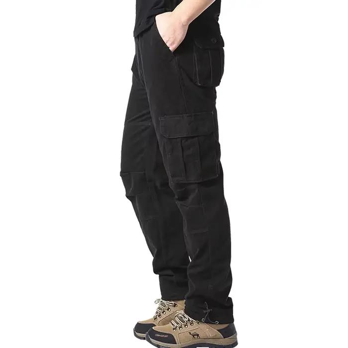 Pantalon de chasse tactique homme large poches élastique coton pur jogging extérieur travail décontracté