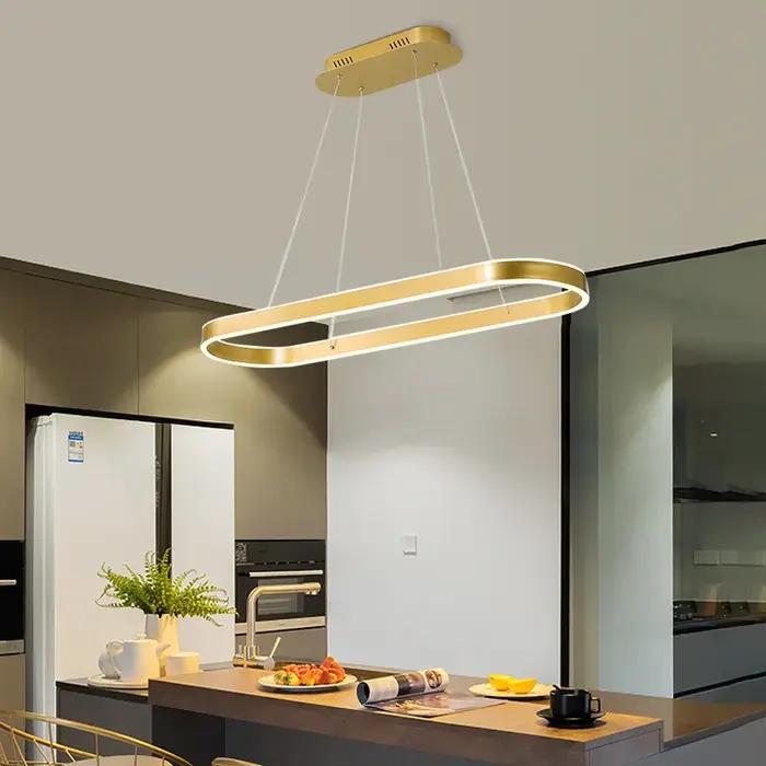 Lustre LED nordique en aluminium pour restaurant, idéal pour cuisine et salle à manger, éclairage su