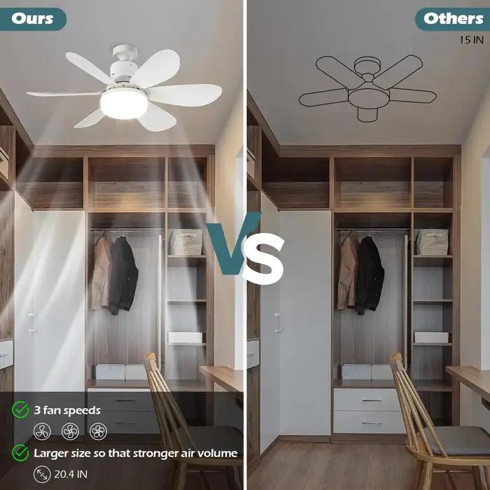 Ventilateur de plafond LED 30W E27 avec télécommande pour gradation, adapté au salon, au bureau, à u
