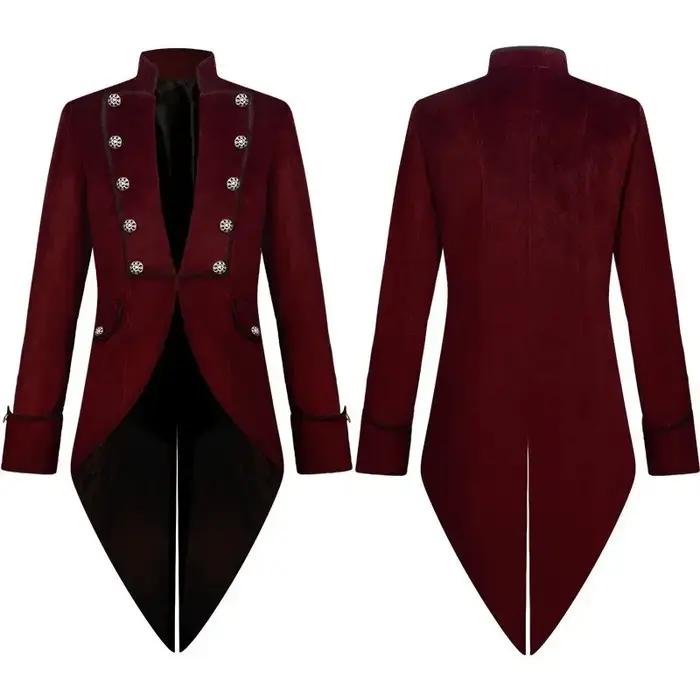 Veste de smoking vintage en polyester solide pour homme style steampunk et médiéval à col montant pour occasions spéciales et fêtes