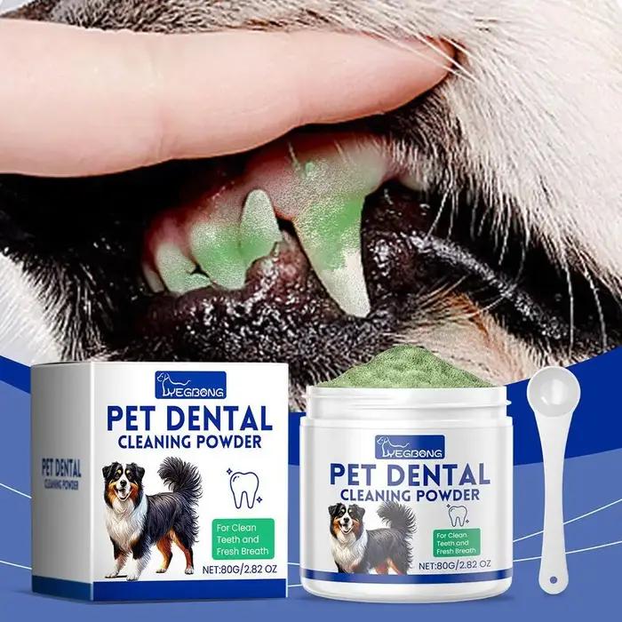 La poudre de nettoyage des dents de chien empêche le tartre élimine les odeurs buccales dissolvant d