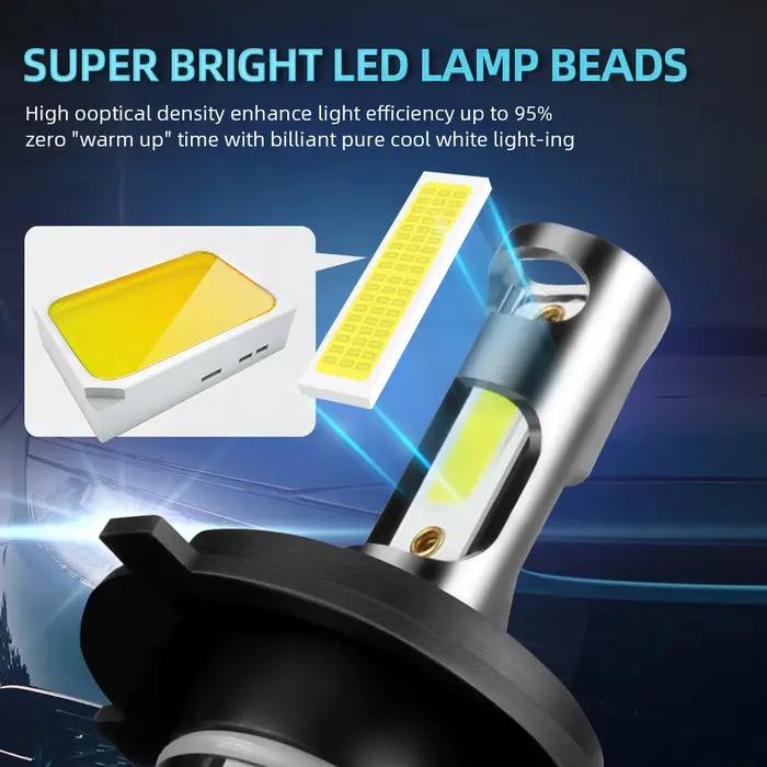Ampoule de phare LED Radsun Mini H4 H7 12000LM 6000K pour voitures universelles installation facile sécurité visibilité nocturne
