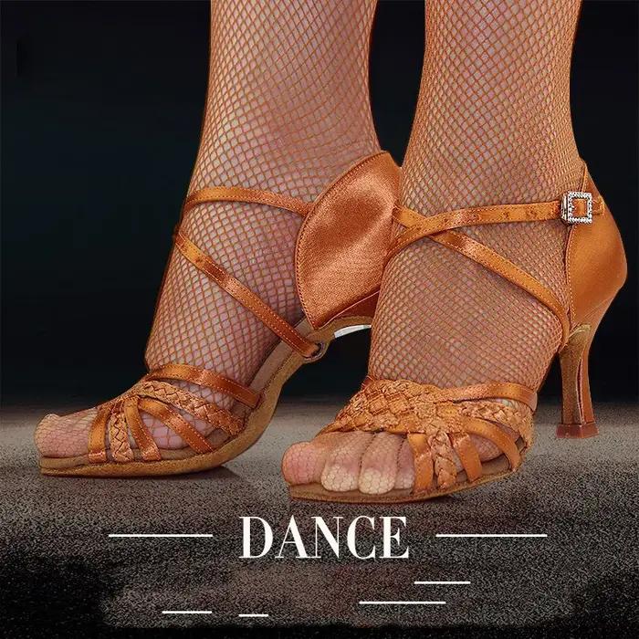 Chaussures de danse latine femme adulte fond souple poinçon talon haut Salsa chaussures de danse car
